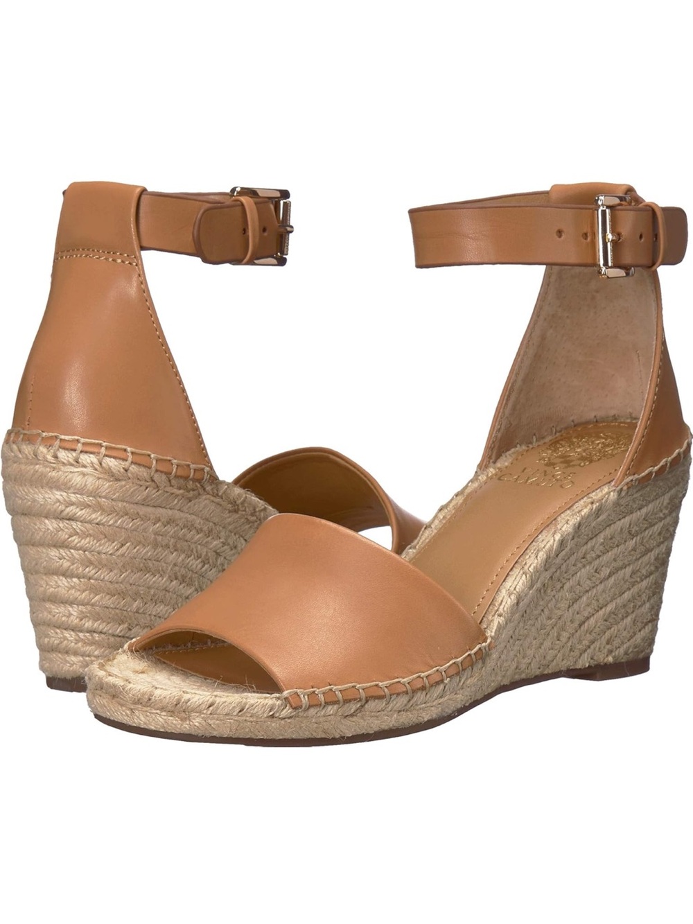 Vince Camuto Tan Leera Espadrille Ankle-Strap Wedge Sandals